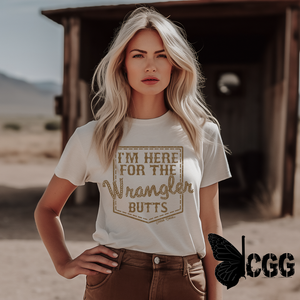 I’m Here For The Wrangler Butts T-Shirt Natural - Bourbon Cowgirl