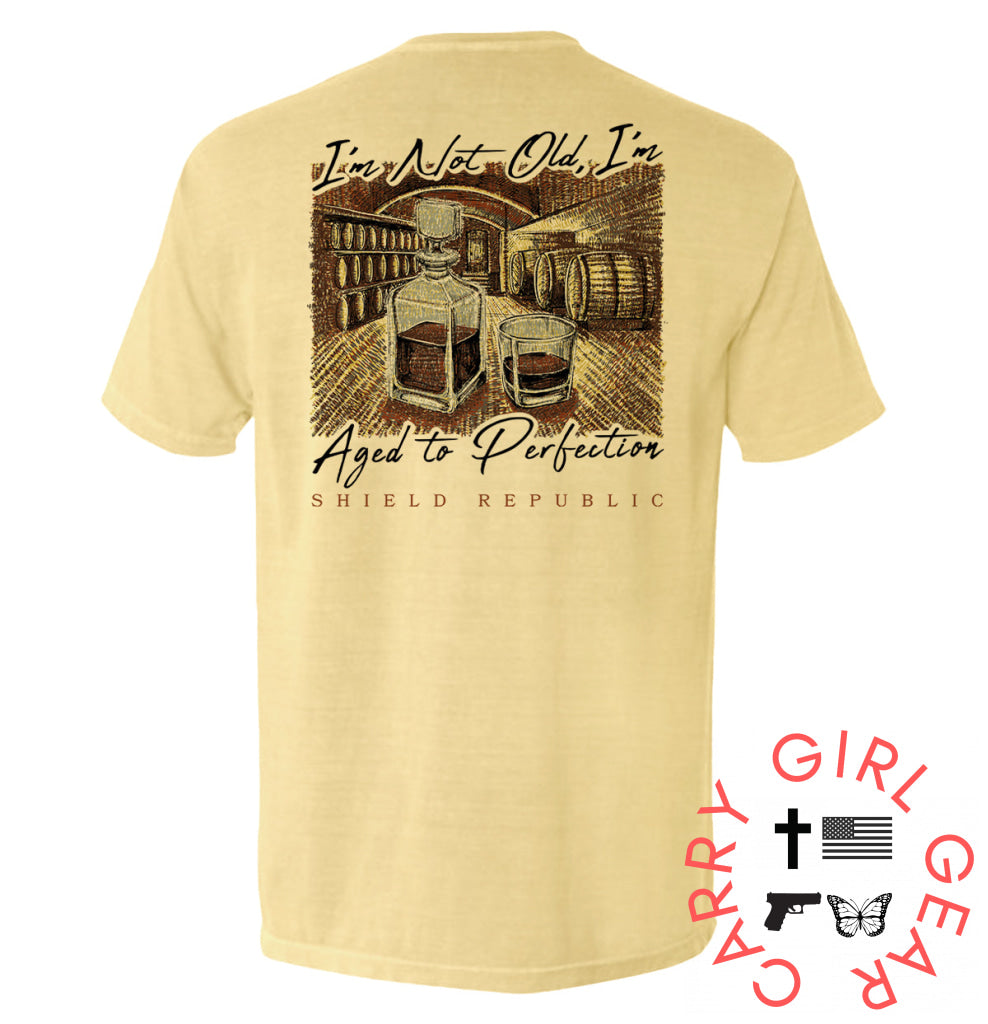 I’m Not Old Aged To Perfection Butter / S Comfort Colors Pocket Tee Nc - Apparel