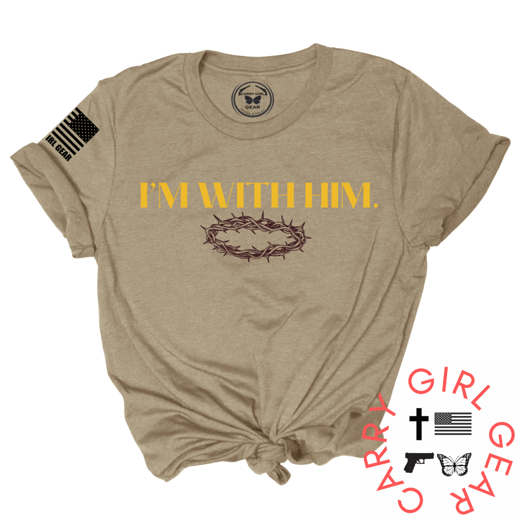 I’m With Him Tee Xs / Tan Unisex Cut Cgg Perfect