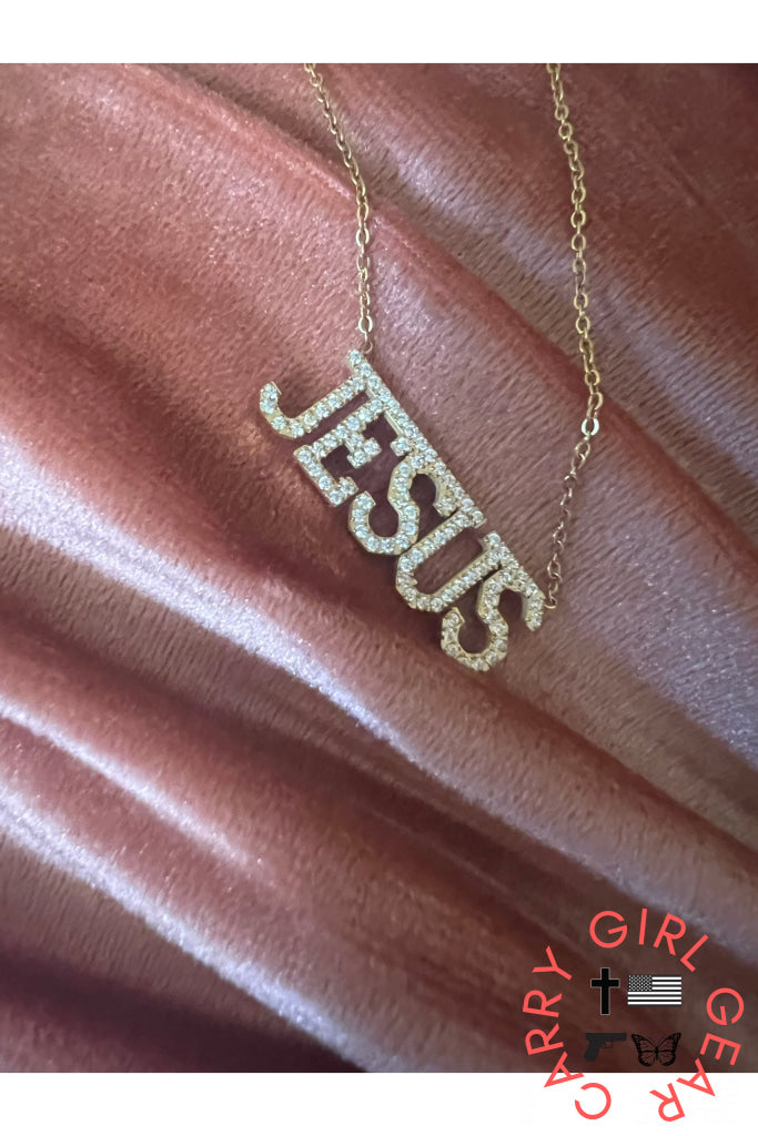 Jesus CZ 18k necklace Gold