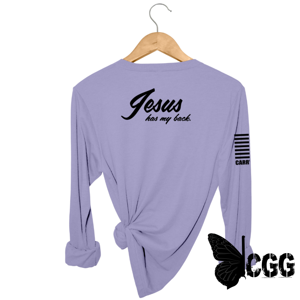 Jesus Has My Back Long Sleeve Lavender / Xs