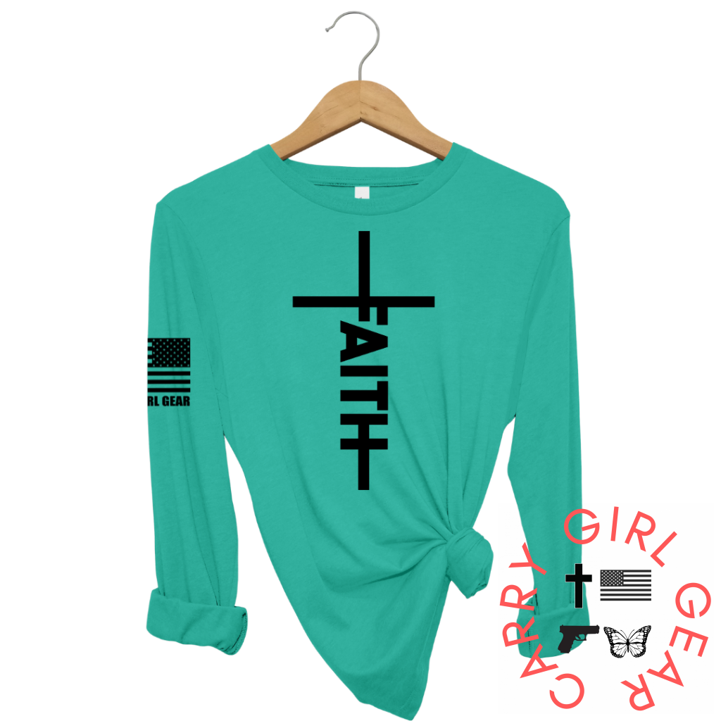 Jesus Has My Back Long Sleeve Jade / Xs
