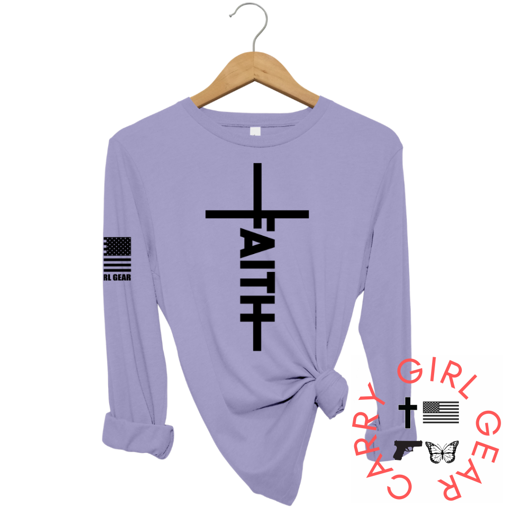 Jesus Has My Back Long Sleeve Lavender / Xs