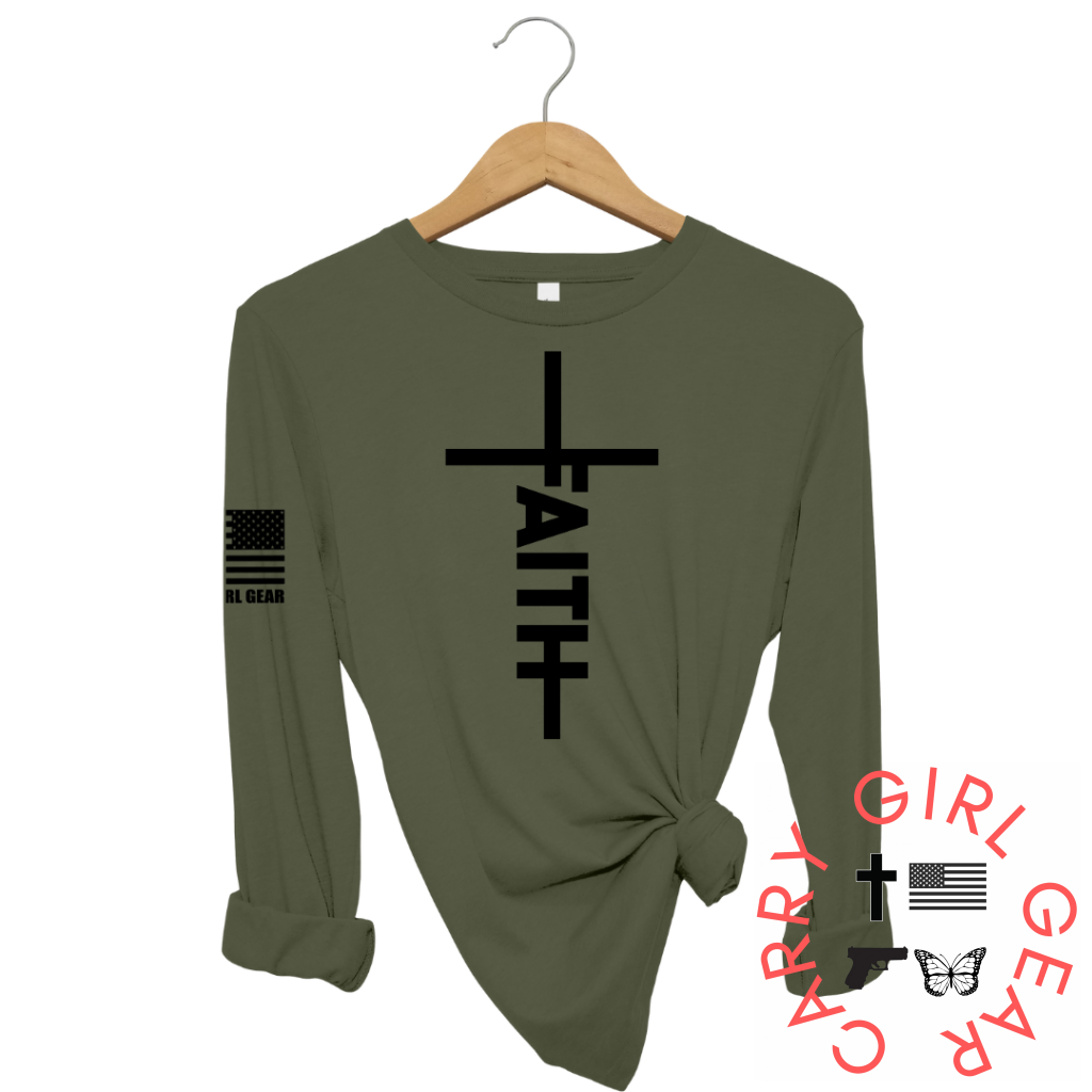 Jesus Has My Back Long Sleeve Olive / Xs