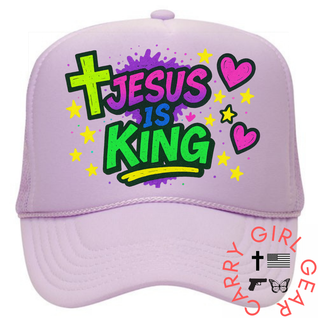 JESUS IS KING Grafitti Trucker LILAC