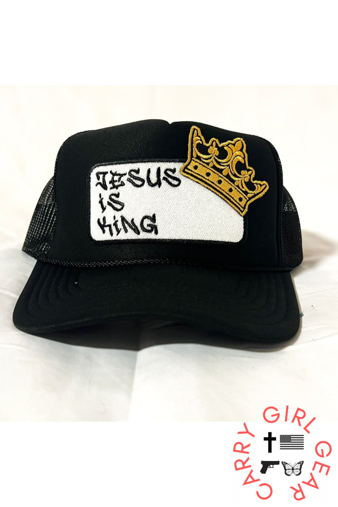 Jesus is King patch trucker hat -clearance Black