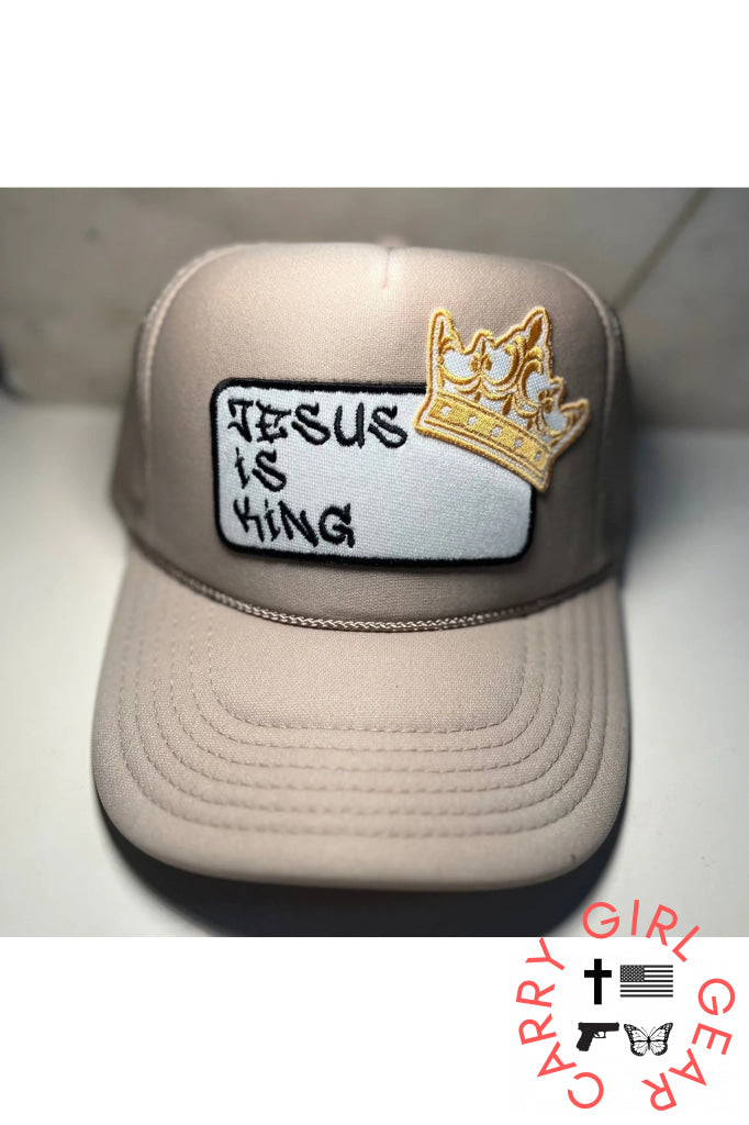 Jesus is King patch trucker hat -clearance Khaki
