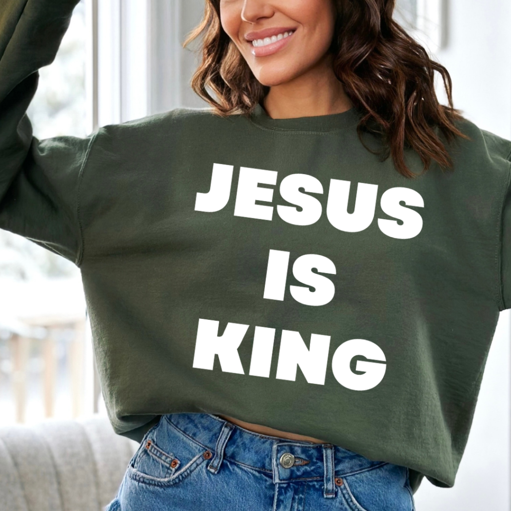 JESUS IS KING SWEATSHIRT SM / MILITARY GREEN Sweatshirt