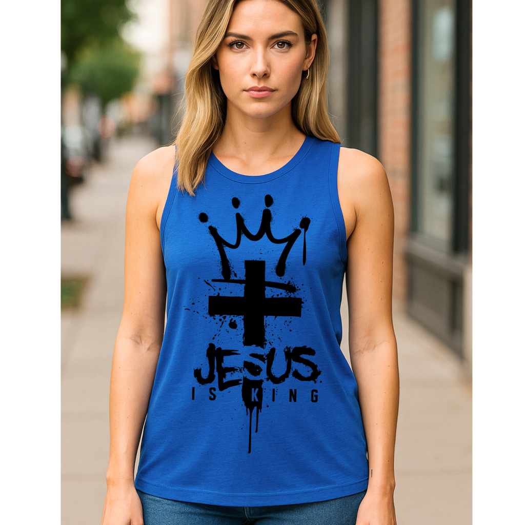 JESUS IS KING TANK ROYAL BLUE / S MUSCLE TANK