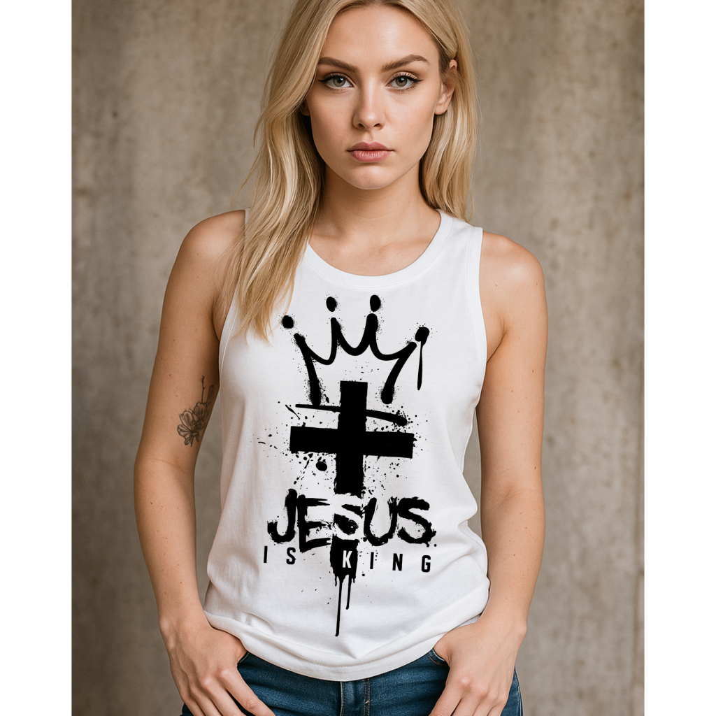 JESUS IS KING TANK White / S MUSCLE TANK