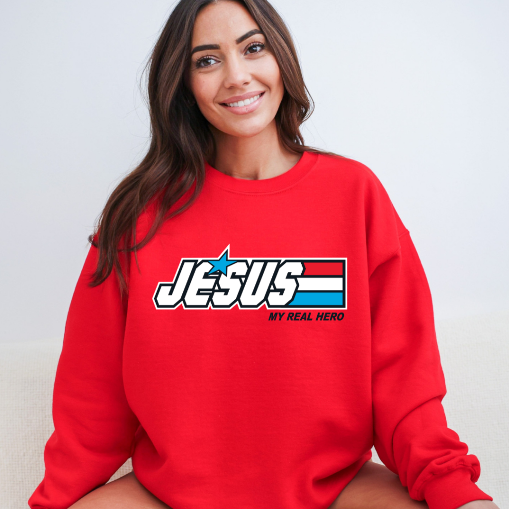 JESUS IS MY HERO SWEATSHIRT SM / RED Sweatshirt