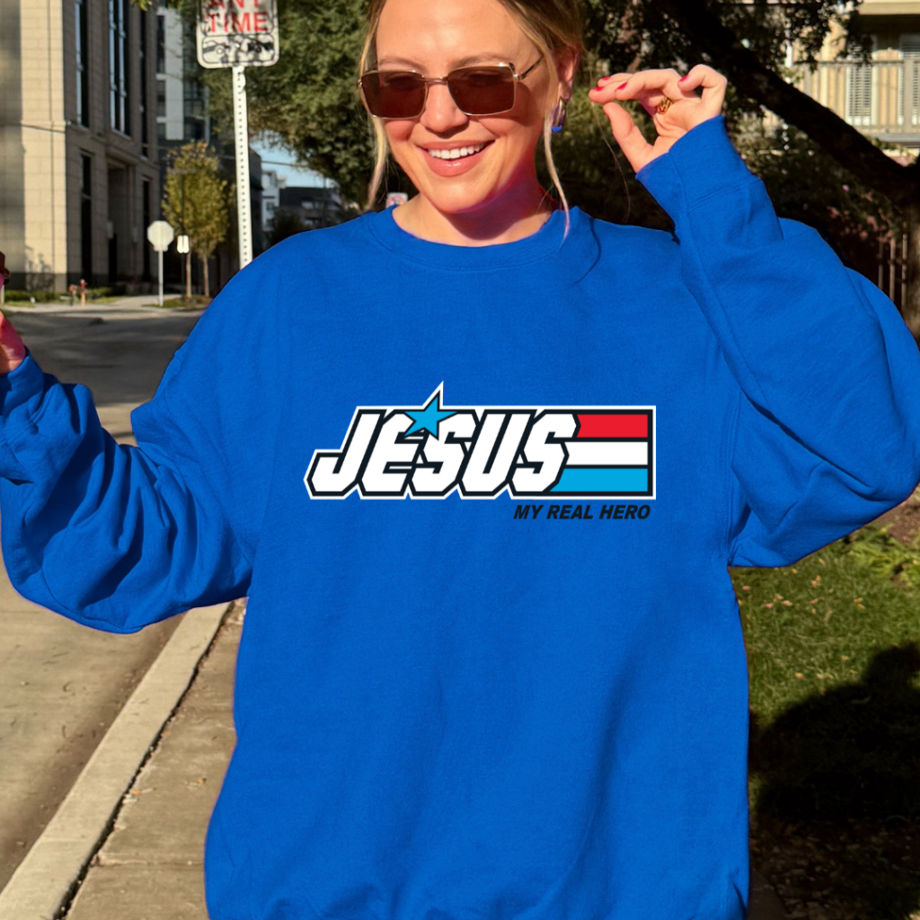 JESUS IS MY HERO SWEATSHIRT SM / ROYAL BLUE Sweatshirt