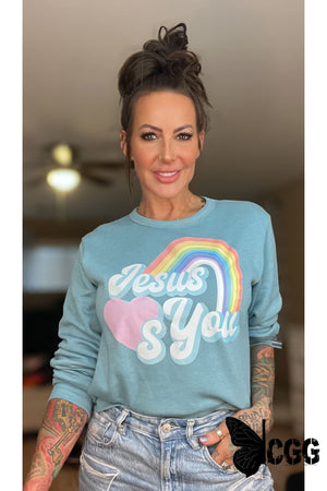 Jesus Loves You Design Crew Sweatshirt