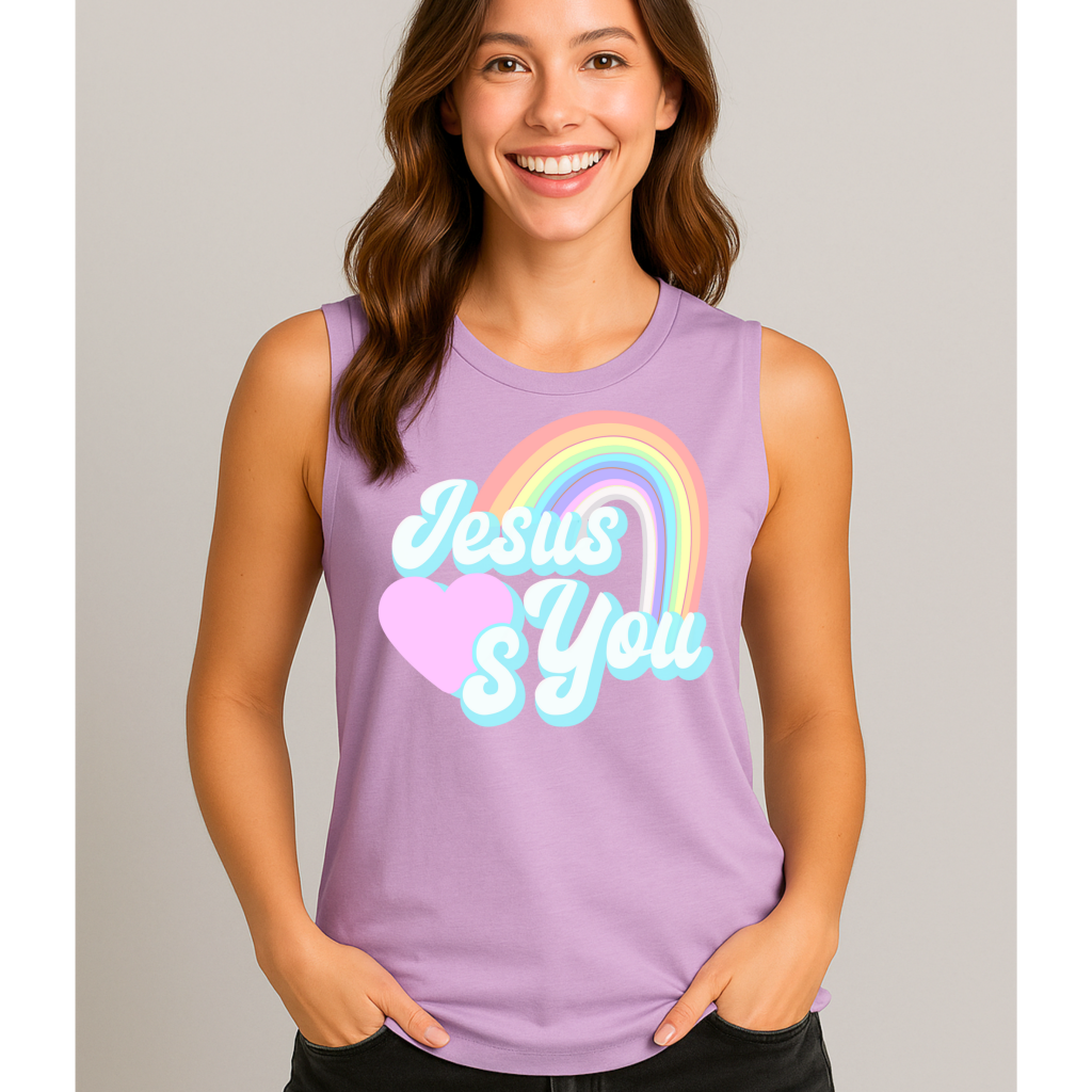 JESUS LOVES YOU TANK LILAC / S MUSCLE TANK