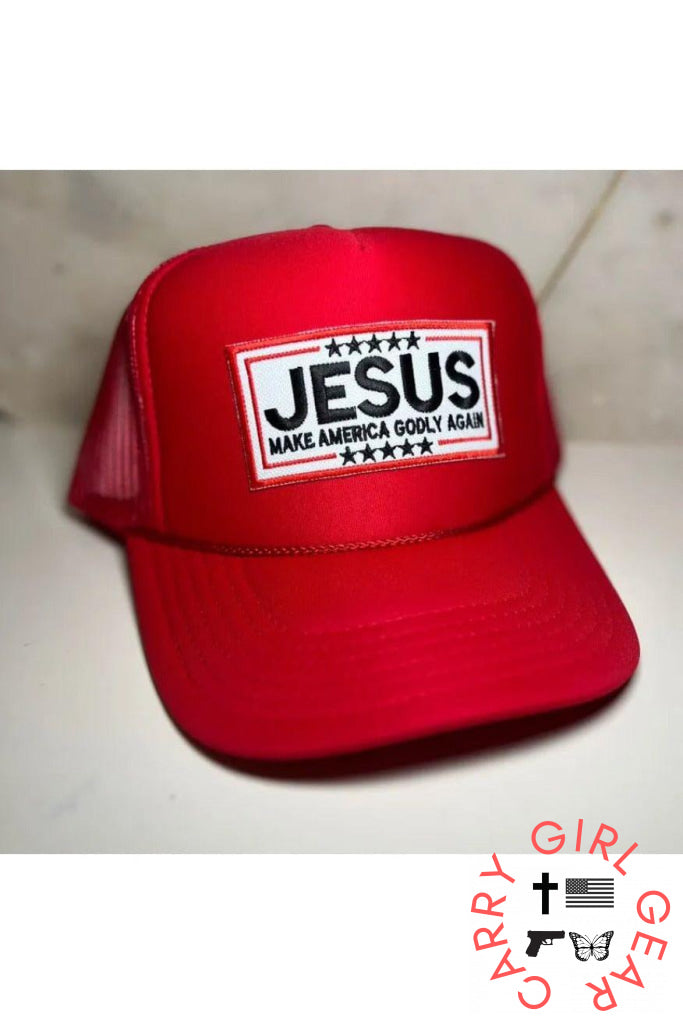 Jesus. Make America Godly Again trucker hat -clearance Red