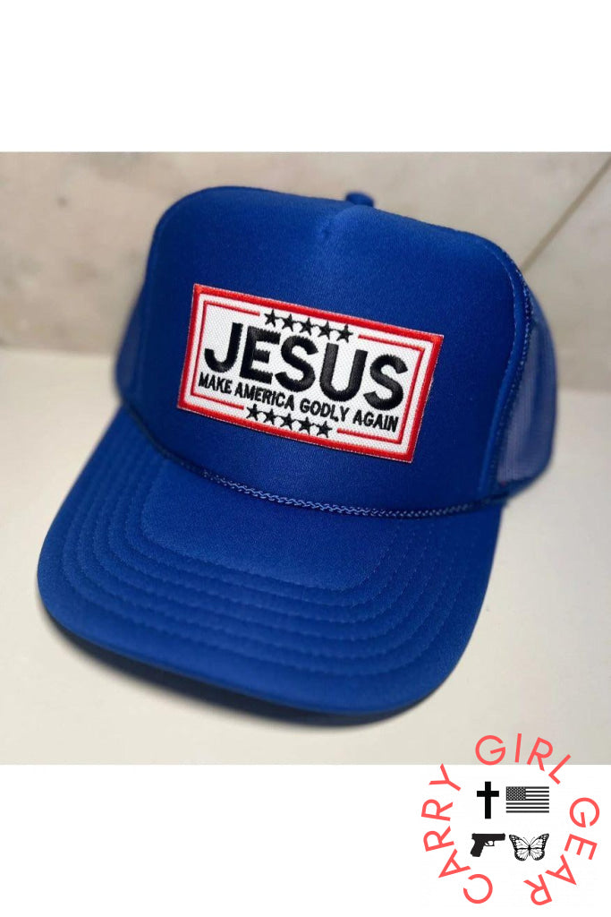Jesus. Make America Godly Again trucker hat -clearance Royal blue