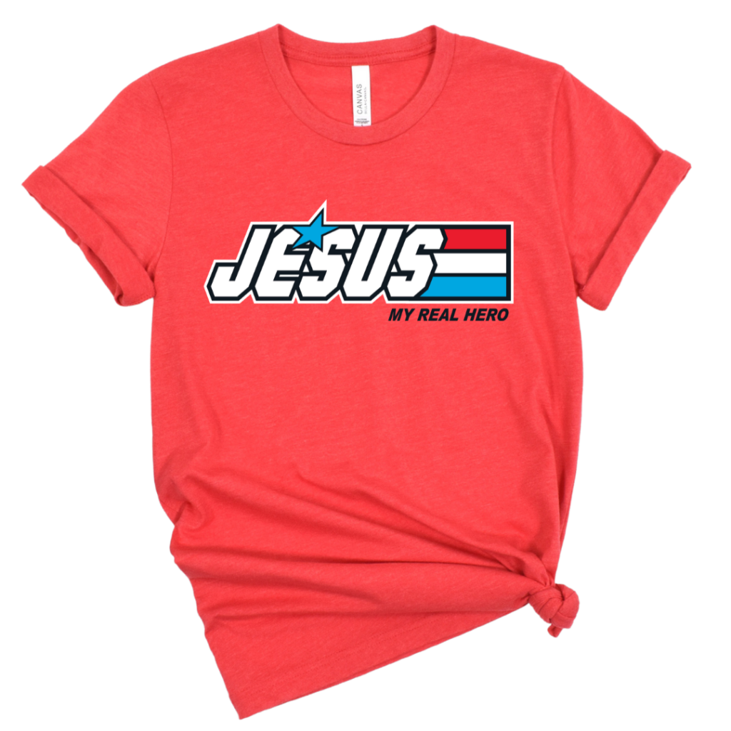 JESUS MY REAL HERO TEE Red / XS T-Shirts