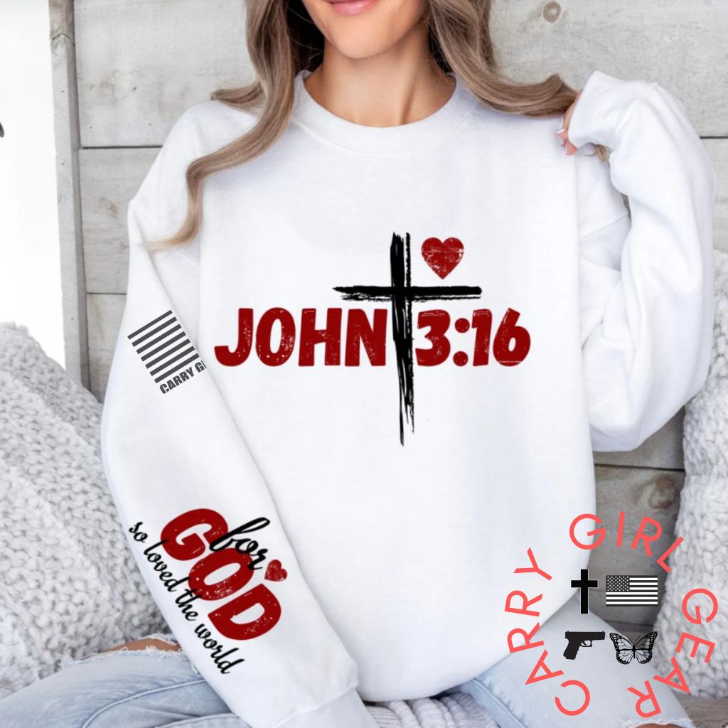 John 3:16 Sweatshirt Sweatshirt / White Xs