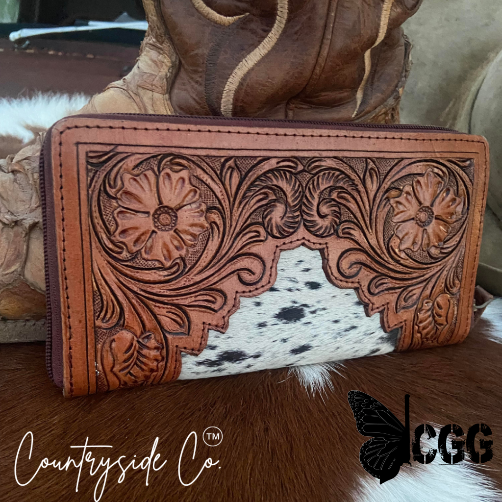 Juliet Tooled Leather Cowhide Wallet By Countryside Co.