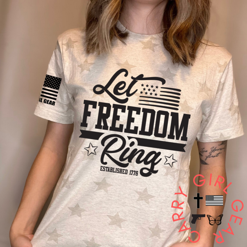 Let Freedom Ring Tee Xs / Heather Natural Unisex Cut Cgg Perfect Tee