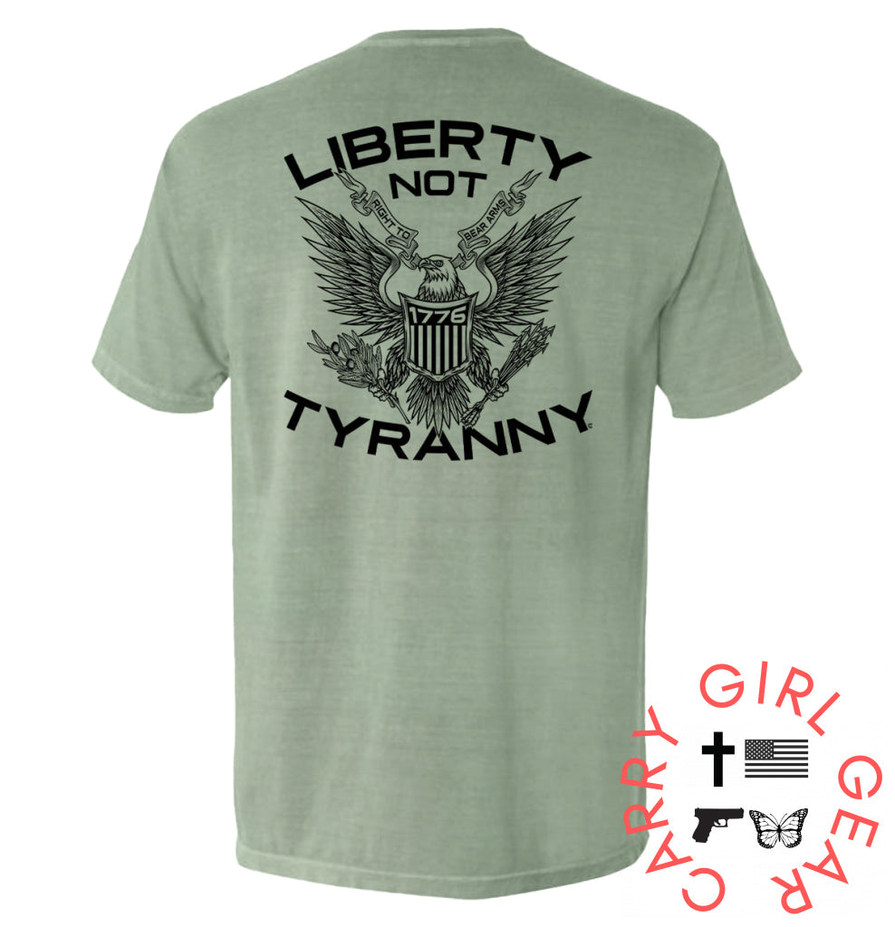 Liberty Not Tyranny Bay / S Comfort Colors Pocket Tee Nc - Apparel