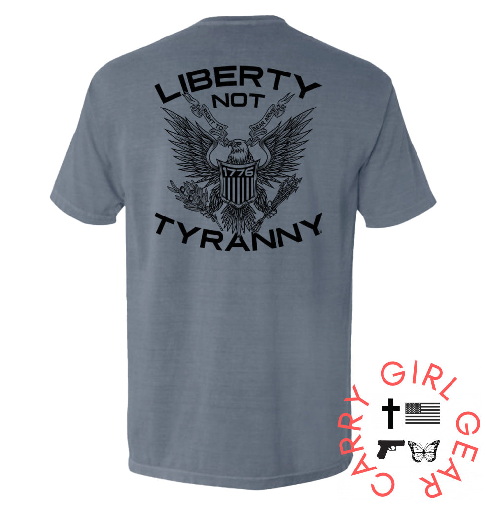 Liberty Not Tyranny Blue Jean / S Comfort Colors Pocket Tee Nc - Apparel