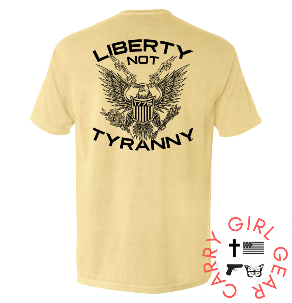 Liberty Not Tyranny Butter / S Comfort Colors Pocket Tee Nc - Apparel