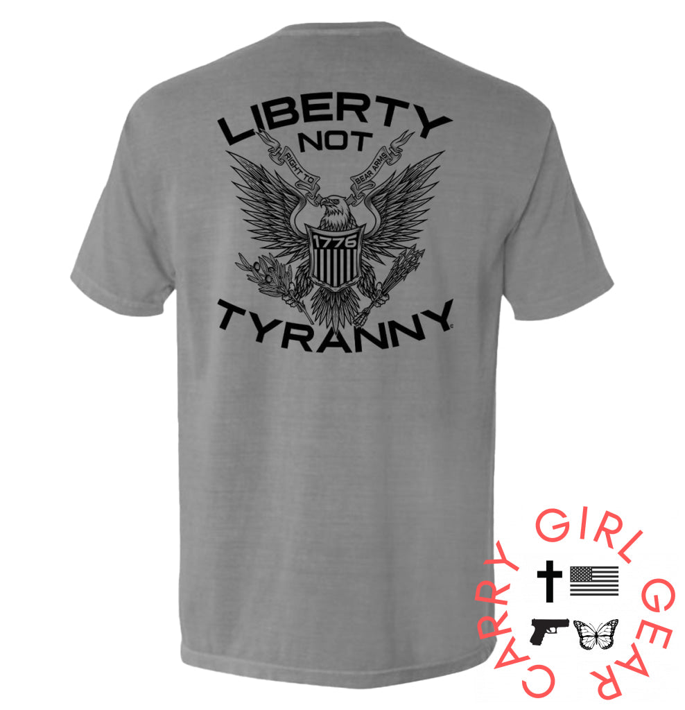 Liberty Not Tyranny Gray / S Comfort Colors Pocket Tee Nc - Apparel