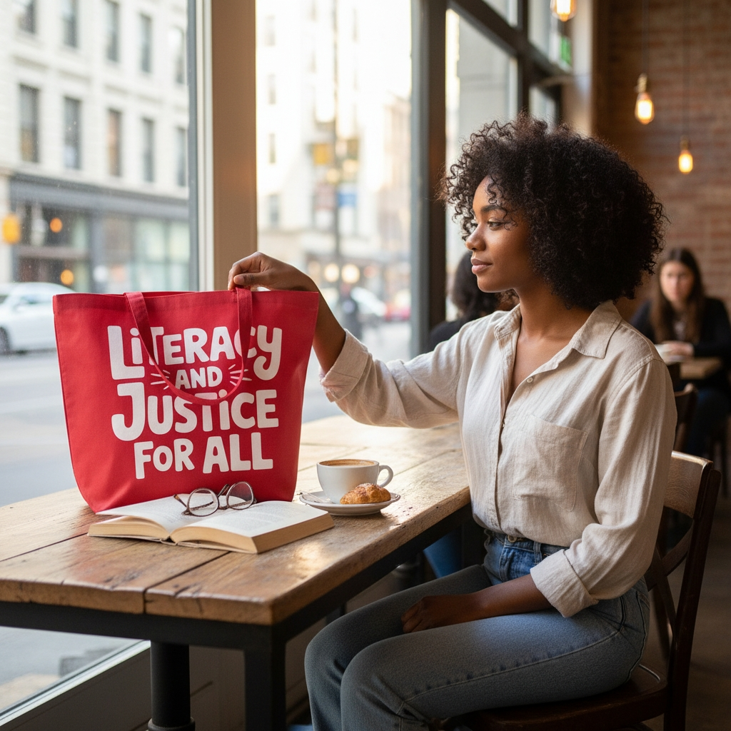 LITERACY & JUSTICE TOTE Red