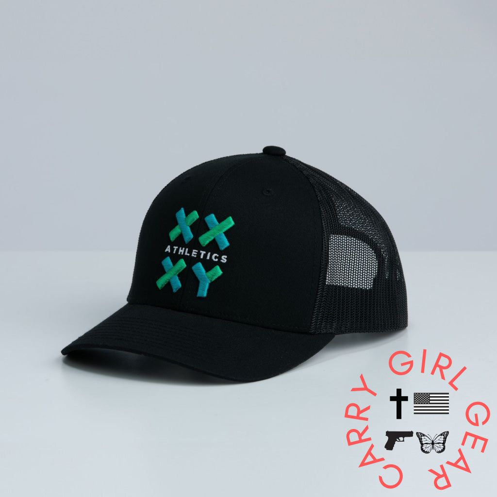 Logo Trucker Cap on Black Black with Color Logo ONE