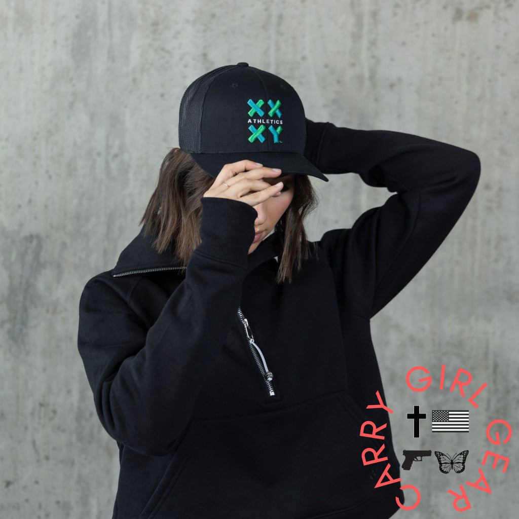 Logo Trucker Cap on Black Black with Color Logo ONE
