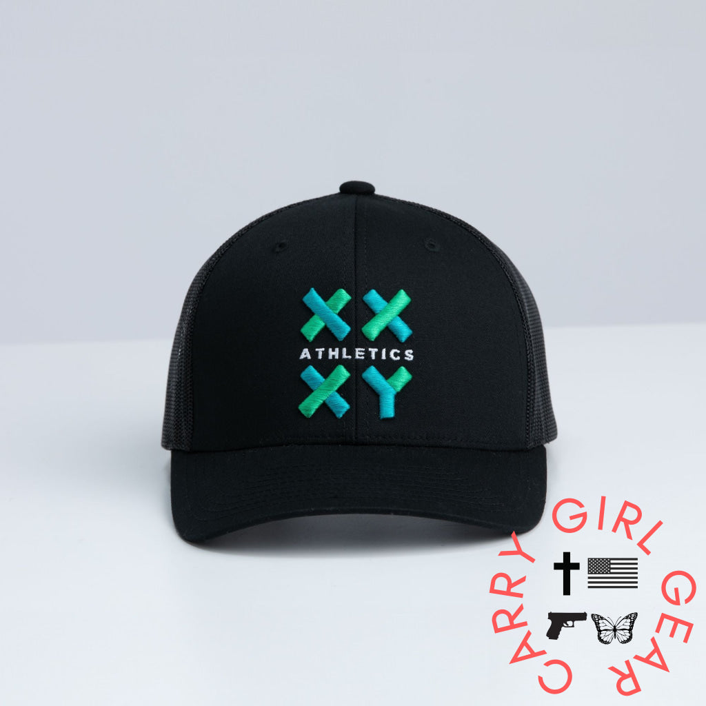 Logo Trucker Cap on Black Black with Color Logo ONE