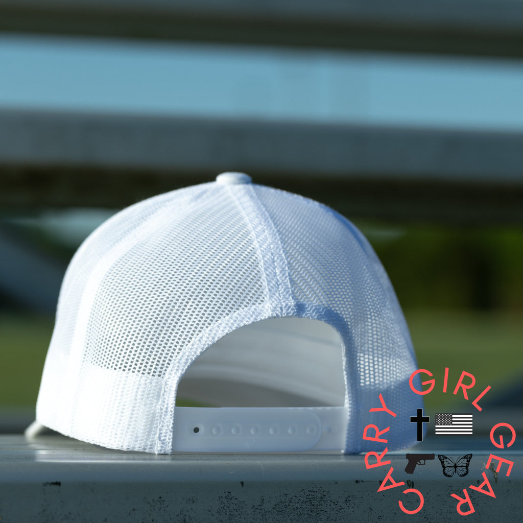 Logo Trucker Cap on White White with Color Logo ONE