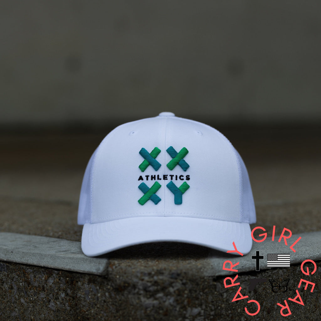 Logo Trucker Cap on White White with Color Logo ONE