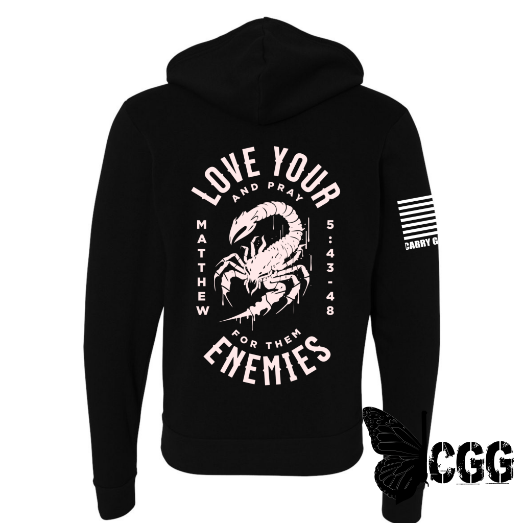 Love Your Enemies Zippered Hoodie Black / Xs