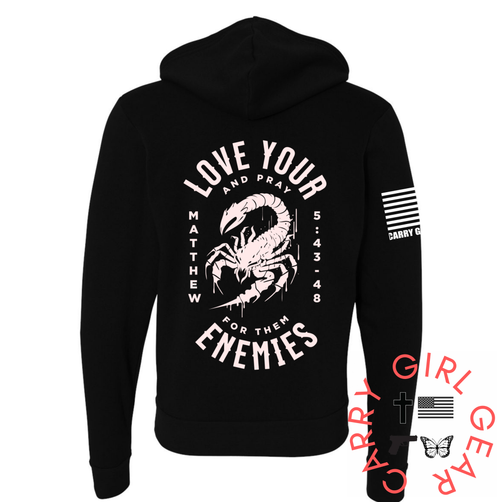 Love Your Enemies Zippered Hoodie Black / Xs