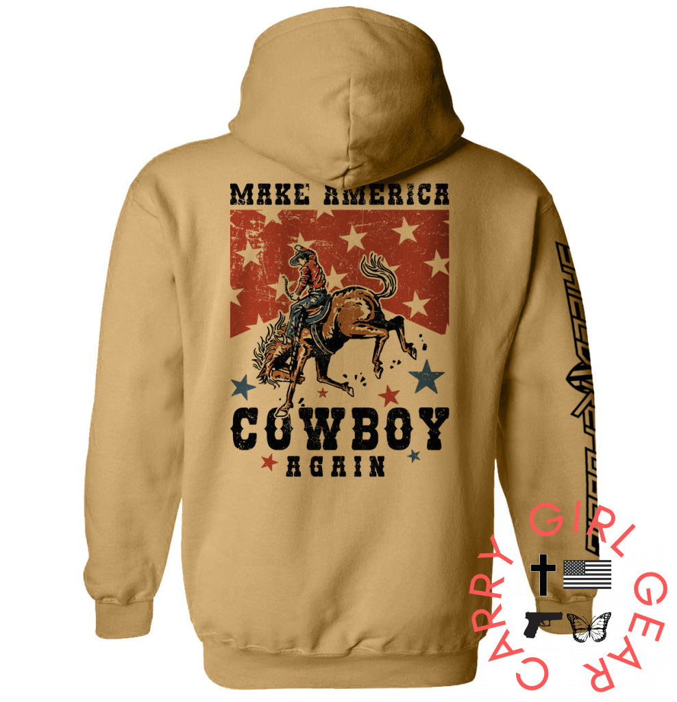 Make America Cowboy Again Sand / S Hoodie Nc - Apparel