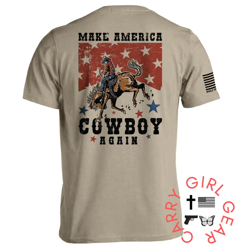 Make America Cowboy Again Tan / S Tee Nc - Apparel