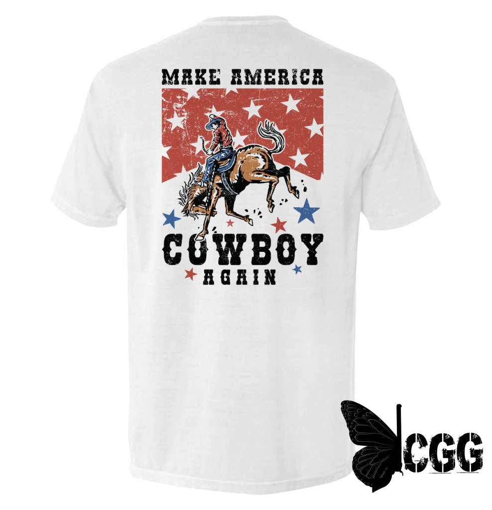 Make America Cowboy Again White / S Comfort Colors Pocket Tee Nc - Apparel