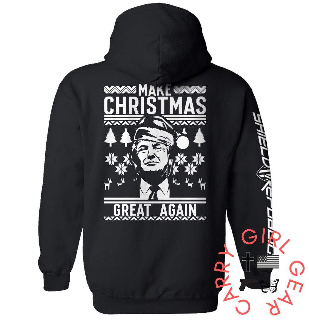 Make Christmas Great Again Trump Sweater Print Hoodie / Black / S NC - Apparel