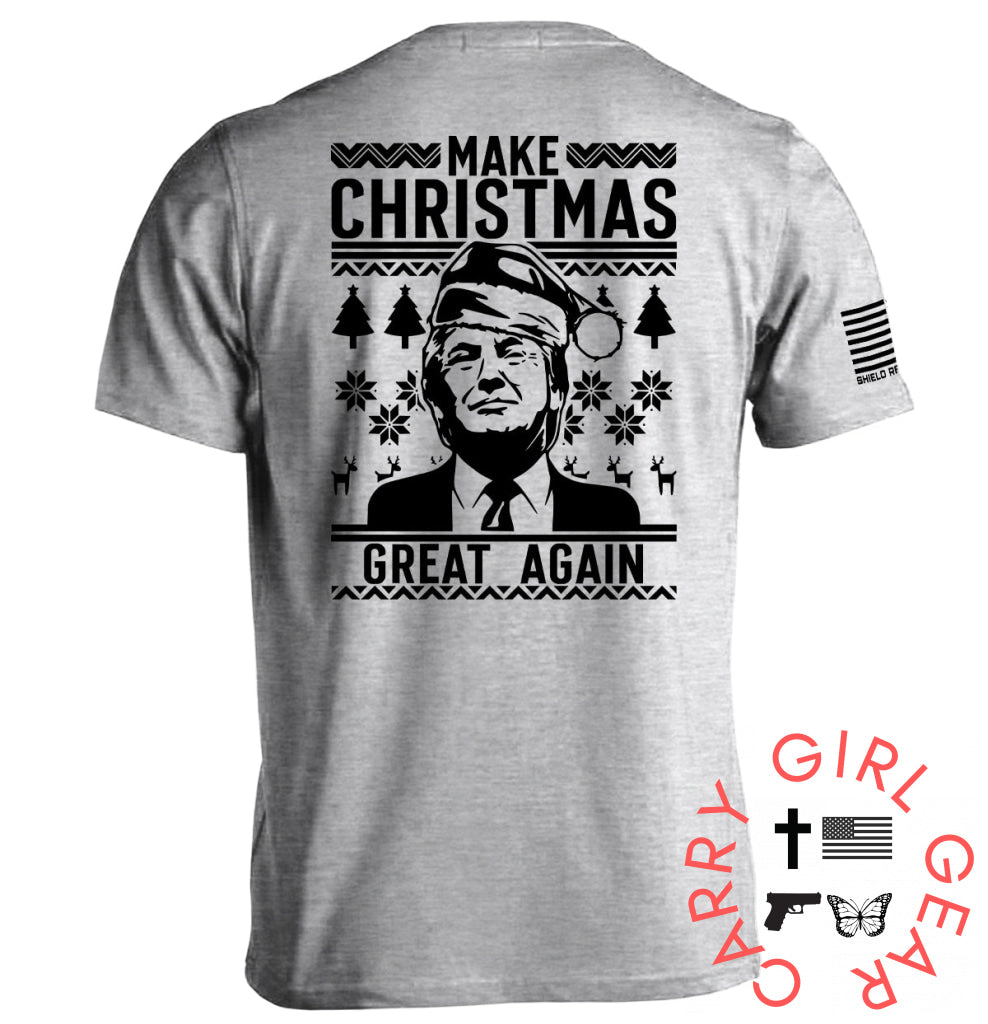 Make Christmas Great Again Trump Sweater Print Tee / Sport Grey / S NC - Apparel