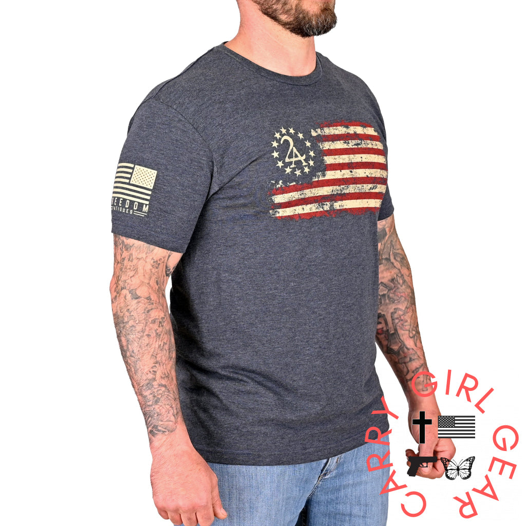 Men’s 2A Betsy Ross Flag Patriotic T-Shirt Xs