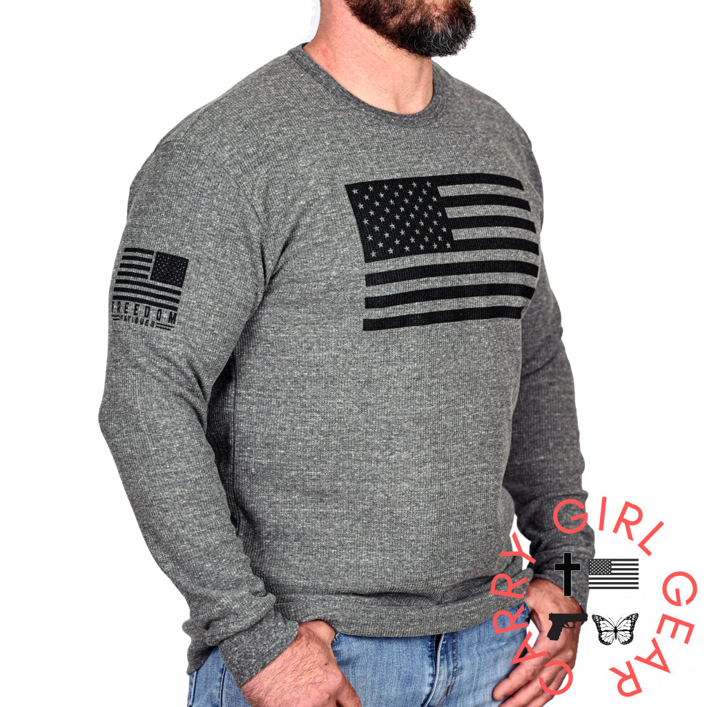 Men’s American Flag Long Sleeve Patriotic Thermal T-Shirt