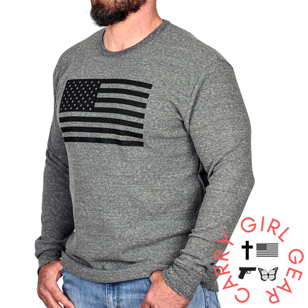 Men’s American Flag Long Sleeve Patriotic Thermal T-Shirt