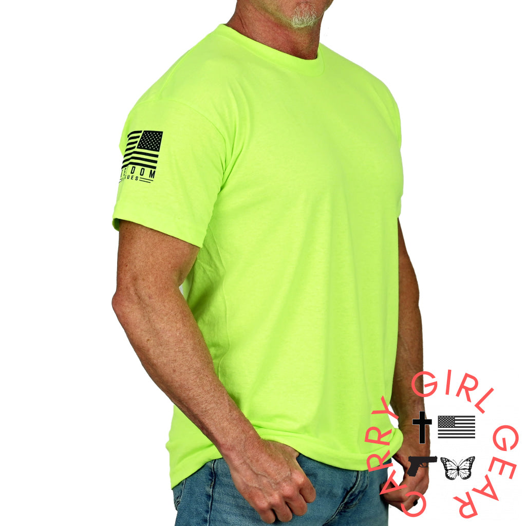 Men’s Basic Hi-Vis Green Patriotic Work Shirt T-Shirt