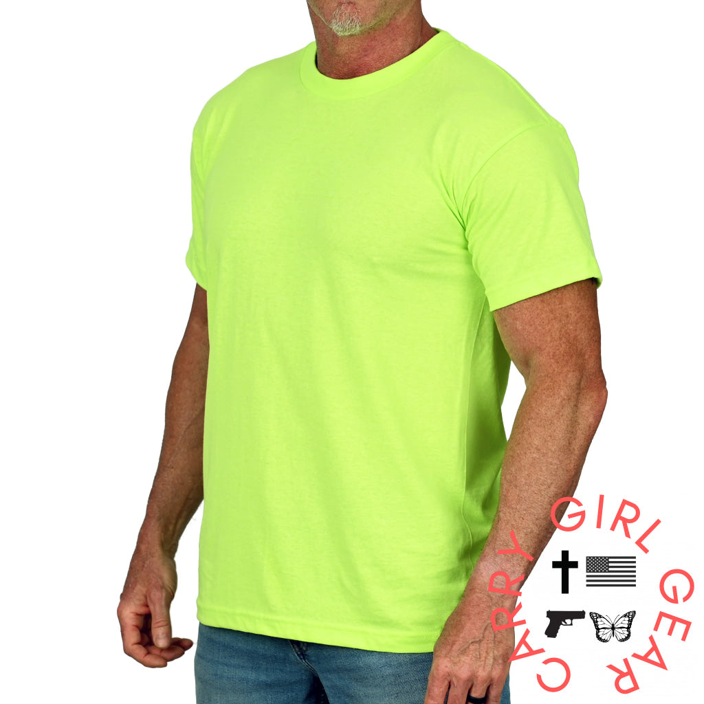 Men’s Basic Hi-Vis Green Patriotic Work Shirt T-Shirt