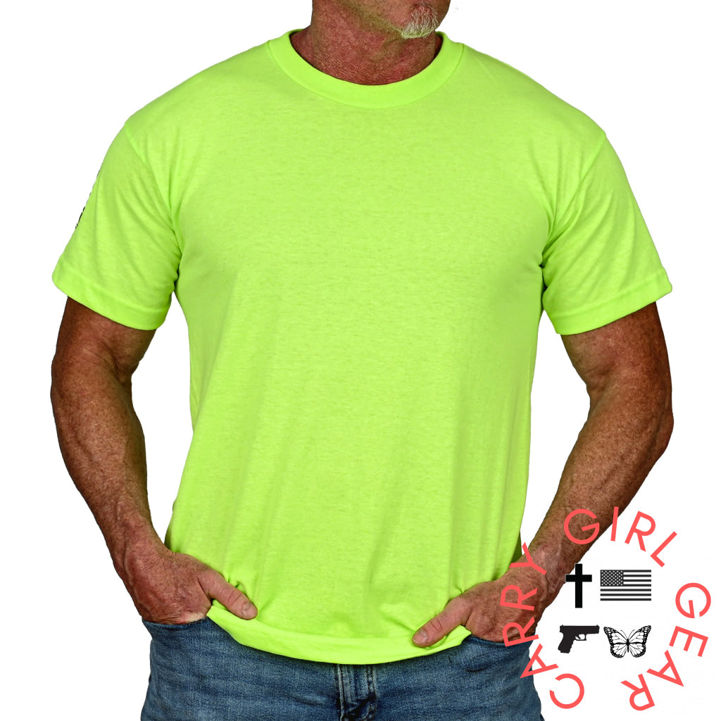 Men’s Basic Hi-Vis Green Patriotic Work Shirt T-Shirt