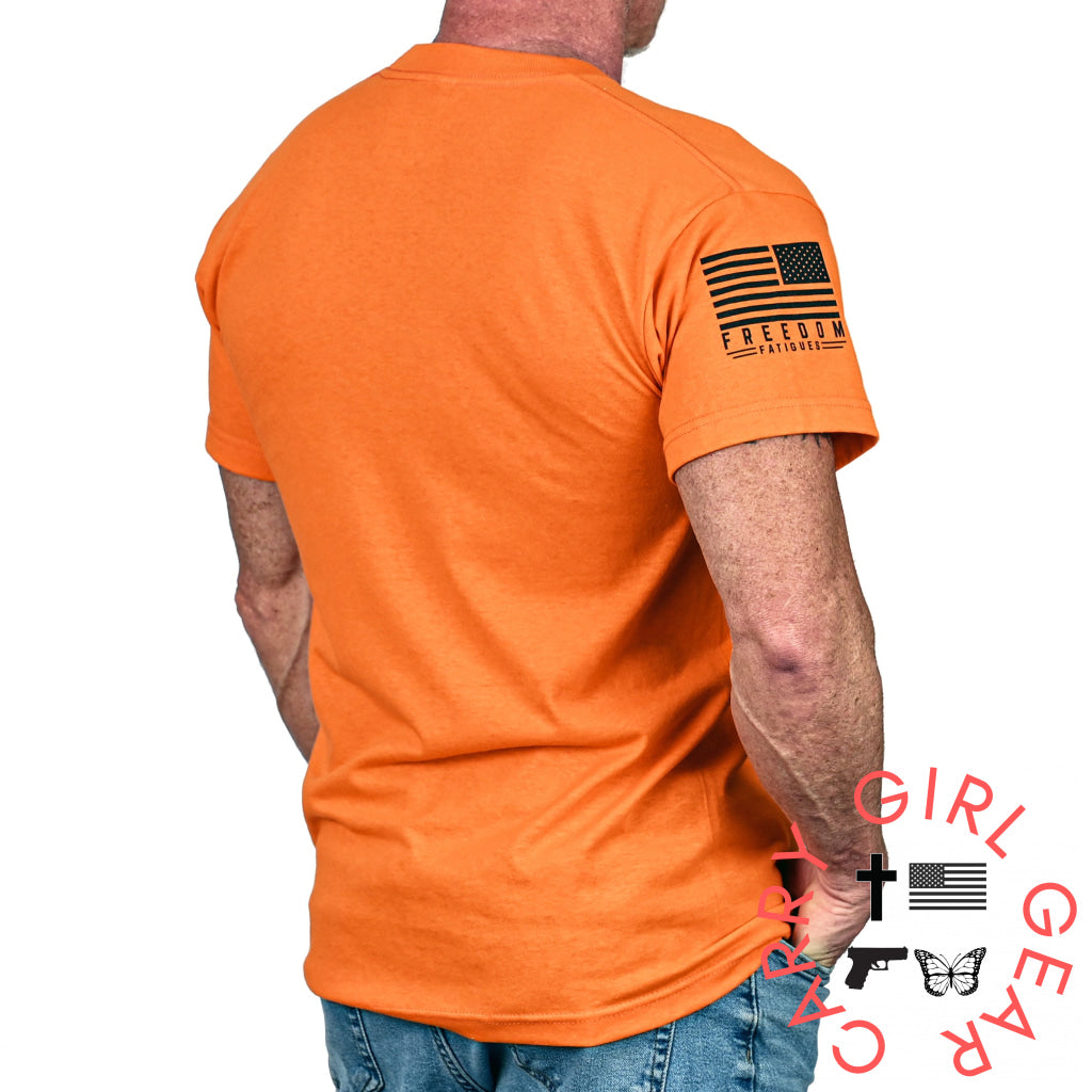 Men’s Basic Hi-Vis Orange Patriotic Work Shirt T-Shirt
