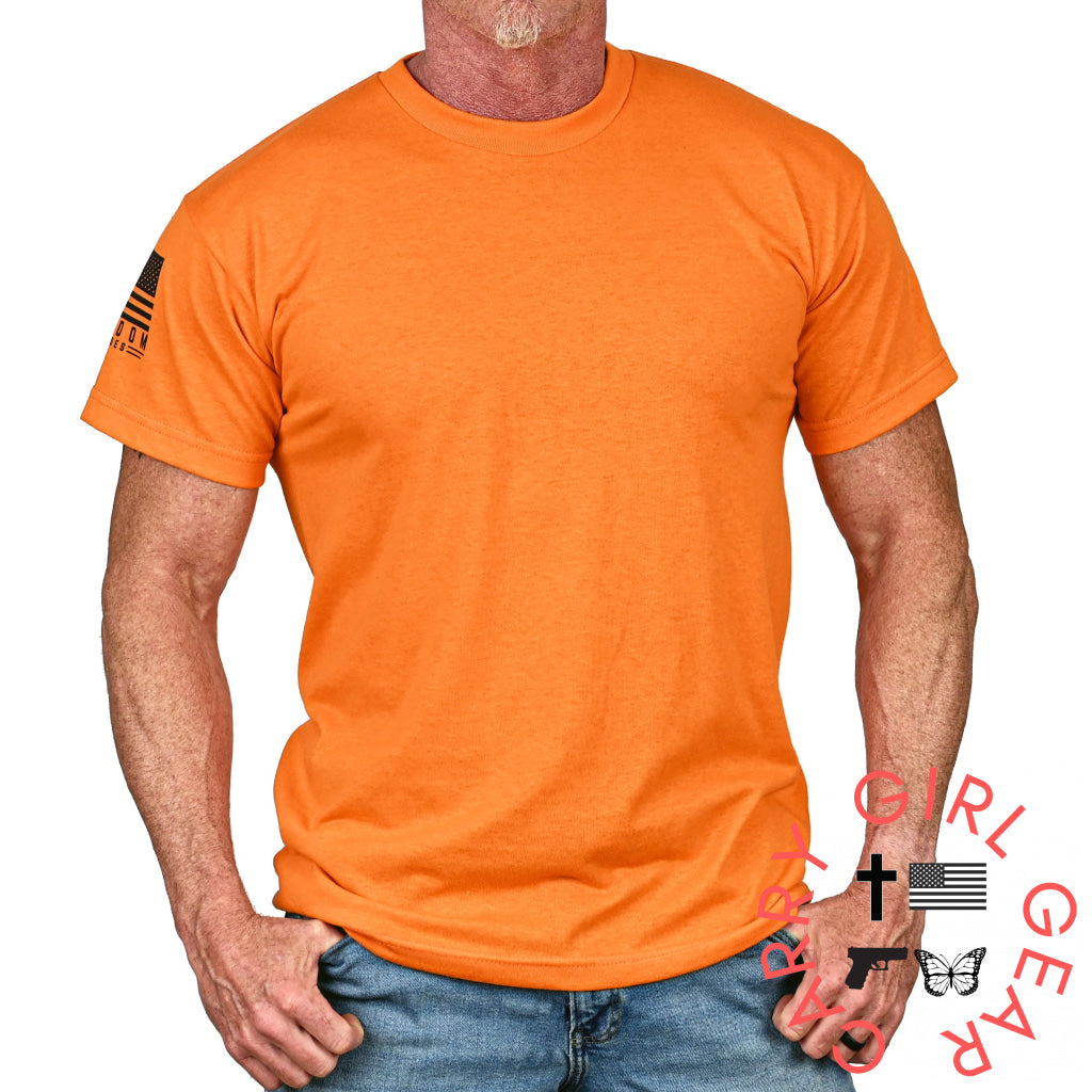 Men’s Basic Hi-Vis Orange Patriotic Work Shirt T-Shirt