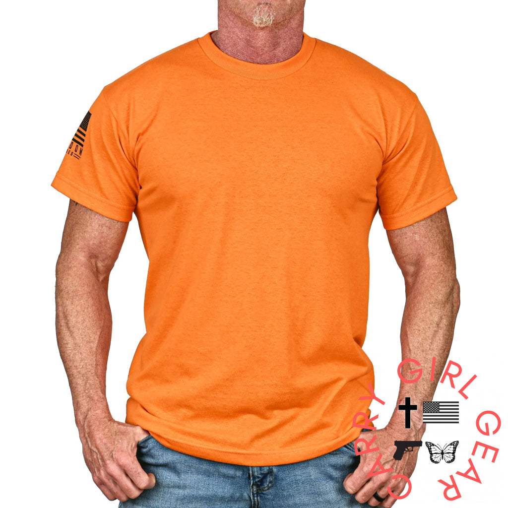 Men’s Basic Hi-Vis Orange Patriotic Work Shirt T-Shirt